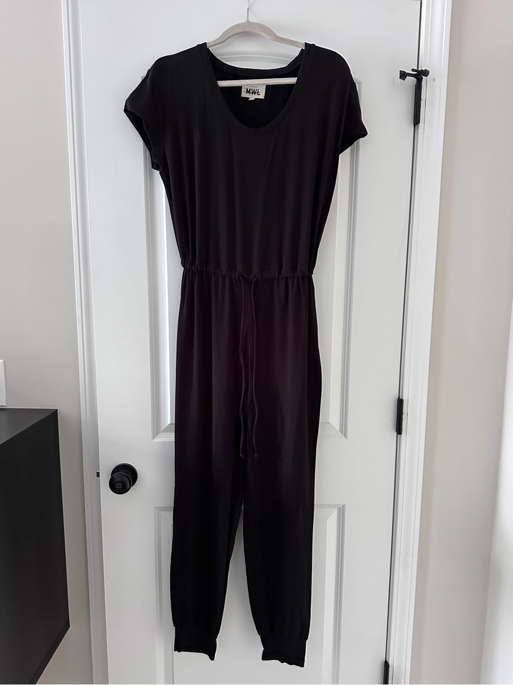 Madewell MWL Breeze Black Short-Sleeve Drawstring Jumpsuit - Small